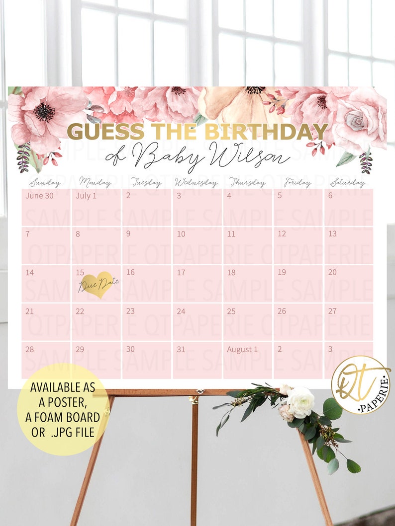Baby Birthday Prediction Calendar Guess the Birthday Sign Etsy