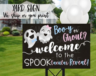 Halloween Gender Reveal Sign, Ghost Gender Reveal Welcome, Spooky Gender Reveal, Ghost Welcome Gender Reveal Yard Sign, Booy or Ghoul Sign