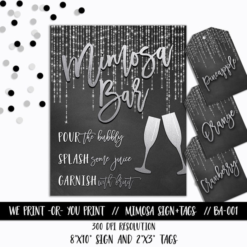 New Years Eve Bar Sign New Years Eve Mimosa Bar Black Silver Bar Sign Nye bar sign NYE Party Sign New Year/'s Bar Sign NYE Mimosa Sign