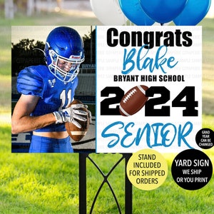 2024 Senior Football Yard Sign, High School Football Senior, Male Senior Sign, Sports Grad Yard Sign, Printed Senior Photo Yard Sign