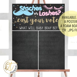 Staches or Lashes Voting Sign, Staches or Lashes Gender Vote Sign, Staches Lashes Gender Reveal, Lashes Staches Gender Reveal Party