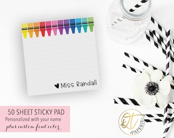 Teacher Sticky Note, Teacher Notepad, Crayon Sticky Note, Teacher Appreciation Personalized, Cute Sticky Note, Desk Accessories Sticky Pad