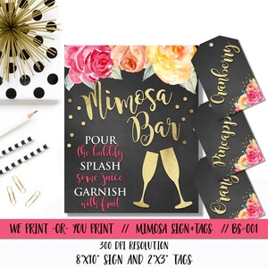 Mimosa Bar Sign, Mimosa Bar Label, Mimosa Bar Tag, Mimosa Bar Printable, Mimosa Tag, Mimosa Sign, Mimosa Label, Bridal Shower Sign