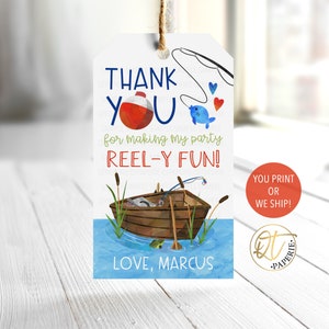 Fishing Birthday Thank You Tag, Ofishally One Tag, Fish Thank You Tag, Printed Thank You Party Favor Tag, Ofishally One Birthday Decoration