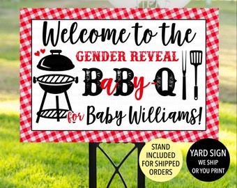 Red BBQ Gender Reveal Sign, Baby Q Gender Reveal Yard Sign, Barbeque Gender Reveal Welcome Sign, Gender Reveal Baby-Q, Gender Reveal Decor