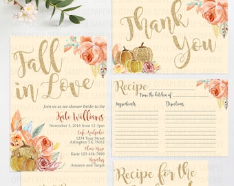 Fall in Love Bridal Shower Suite, Fall in Love Invitation, Fall theme Bridal Shower, Fall Bridal Shower, Fall in Love Suite