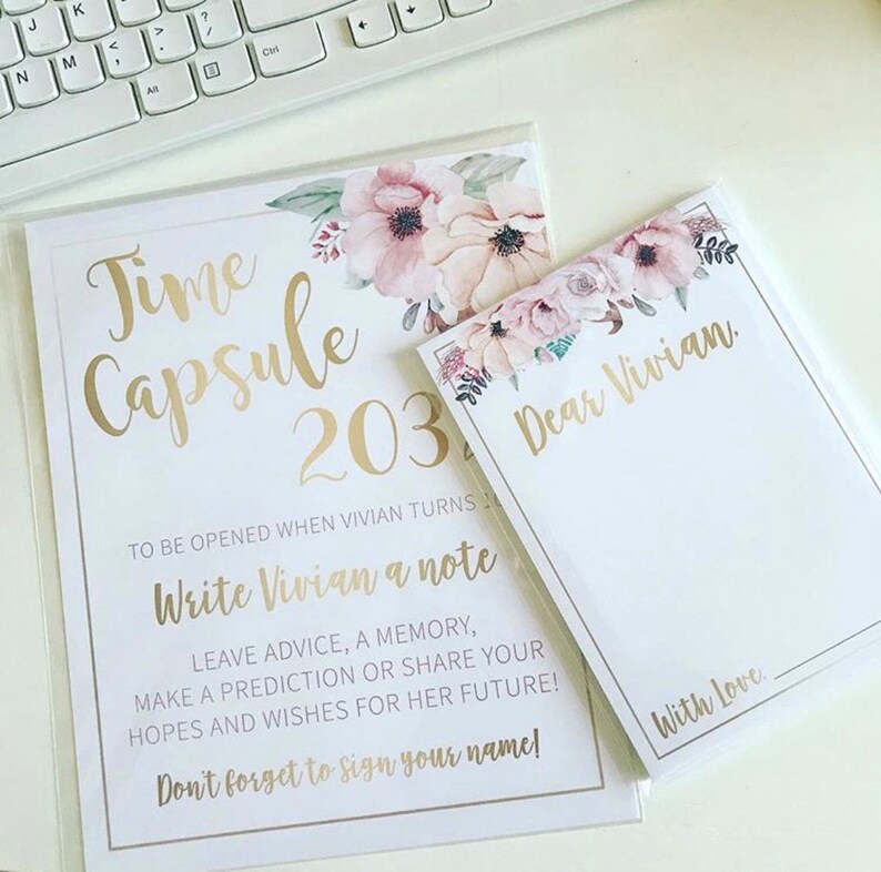 Time Capsule First Birthday, First Birthday Time Capsule, Printed 1st Birthday Time Capsule, Floral Time Capsule Floral First Birthday Decor image 3