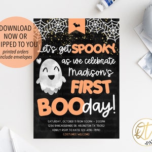 Halloween Birthday Invitation, Boo Day Invitation, Spooky Birthday Party Invitation, Ghost Birthday Invitation, Booday Birthday Invite,