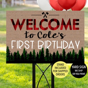 Lumberjack Birthday Yard Sign, Lumberjack Birthday Sign, Lumberjack First Birthday Decoration, Buffalo Plaid Birthday Welcome Sign