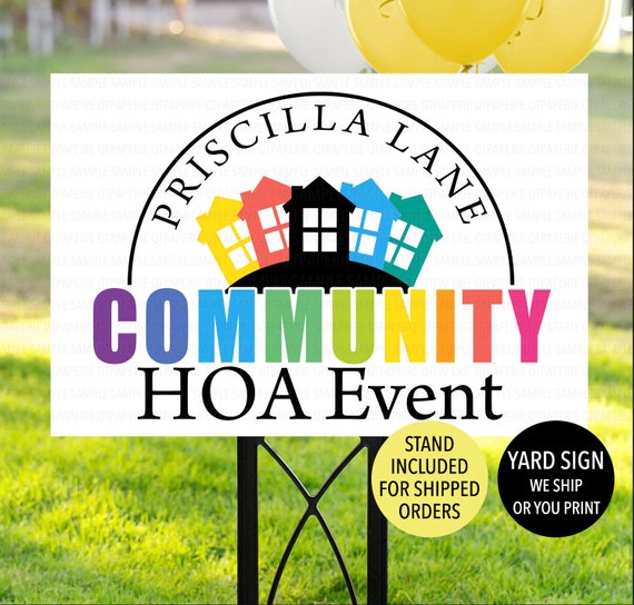 HOA Community Event Sign, HOA Event Sign, Printed HOA Sign, Community Sign, Neighborhood Event Plastic Sign, Neighborhood Sign, Block Party