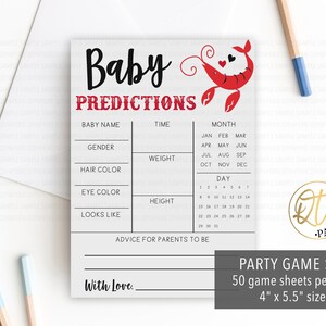 Crawfish Baby Shower Game, Crawfish Boil Game, Baby Prediction Game, Seafood Baby Shower Game Sheets, Printed Crawfish Gender Reveal Game