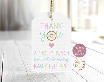 Donut Baby Shower Thank You Tag, Donut Shower Favor Tag, Donut Party Thank You, Donut Tag, Donut Favor Tag, Donut Party, Printed Donut Tags