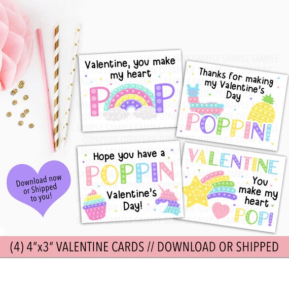 Pop It Valentine Day Card for Kids Pop It Fidget Gift Tag