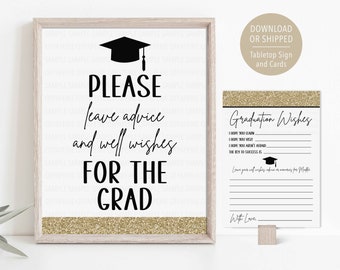 Graduation Advice Cards and Sign, Graduation Decorations, Advice and Wishes For Graduate Grad, Graduation Wishes Cards, Graduation Party