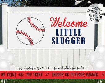 Baseball Baby Shower Banner, Baseball Banner, Little Slugger Banner, Welcome Baby Banner, Little Slugger Baby Shower Banner