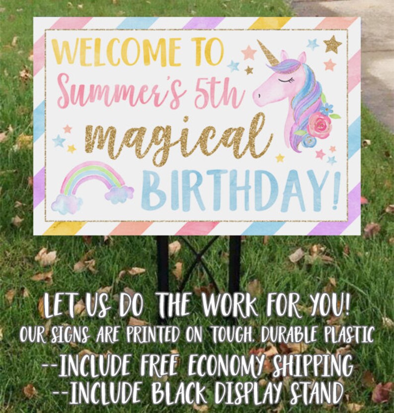 Unicorn Birthday Sign Unicorn Yard Sign Unicorn Sign Etsy