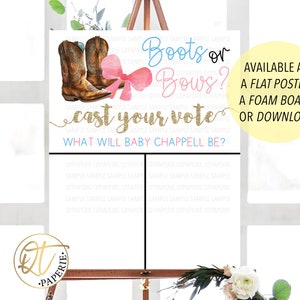 Boots or Bows Voting Gender Reveal Sign, Boots Bows Gender Reveal Decoration, Cowboy Gender Reveal Idea, Country Gender Reveal