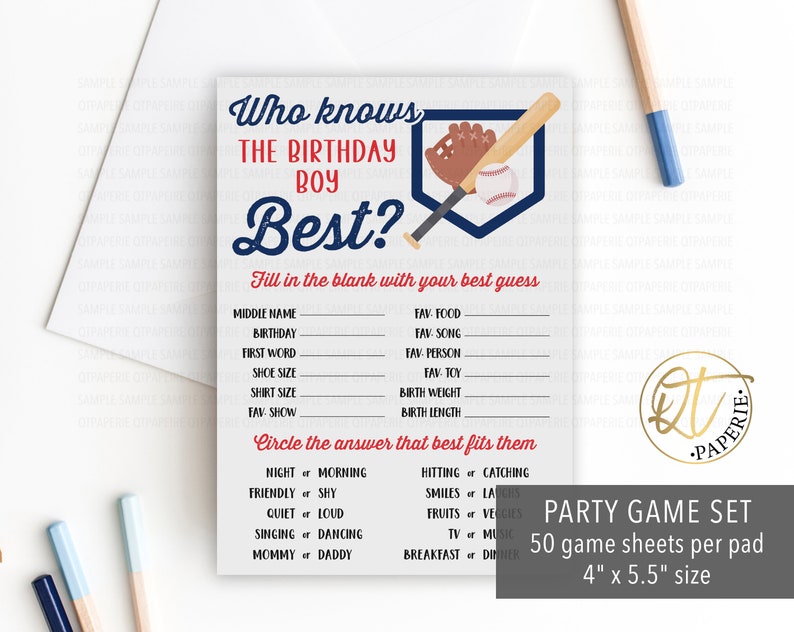 Baseball Birthday Game Baseball Party Game Who Knows the image 1