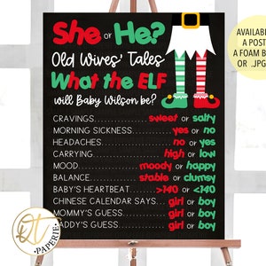 What the Elf Old Wives Tale Sign, Elf Gender Reveal Poster, What the Elf Will It Be Gender Reveal Sign, Christmas Old Wives Tales,