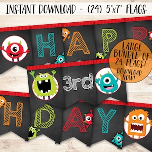Monsters Monster Bash Theme Joyeux Anniversaire Banniere Etsy Canada