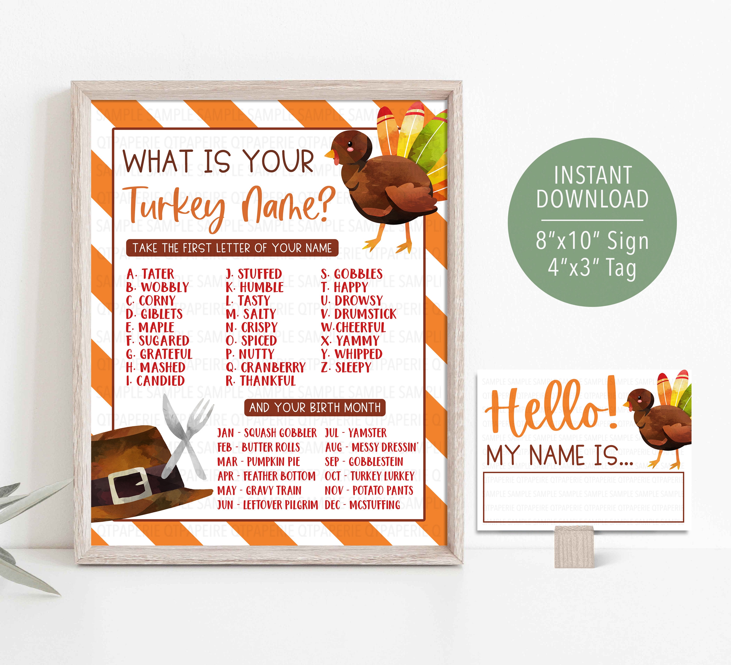 turkey name game, thanksgiving name tag game, fun thanksgiving