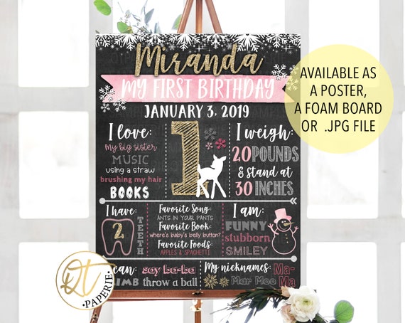 Winter Onederland Birthday Board, Winter Onederland 1st Birthday Board, Winter Onederland Chalkboard Sign, First Birthday Chalk board