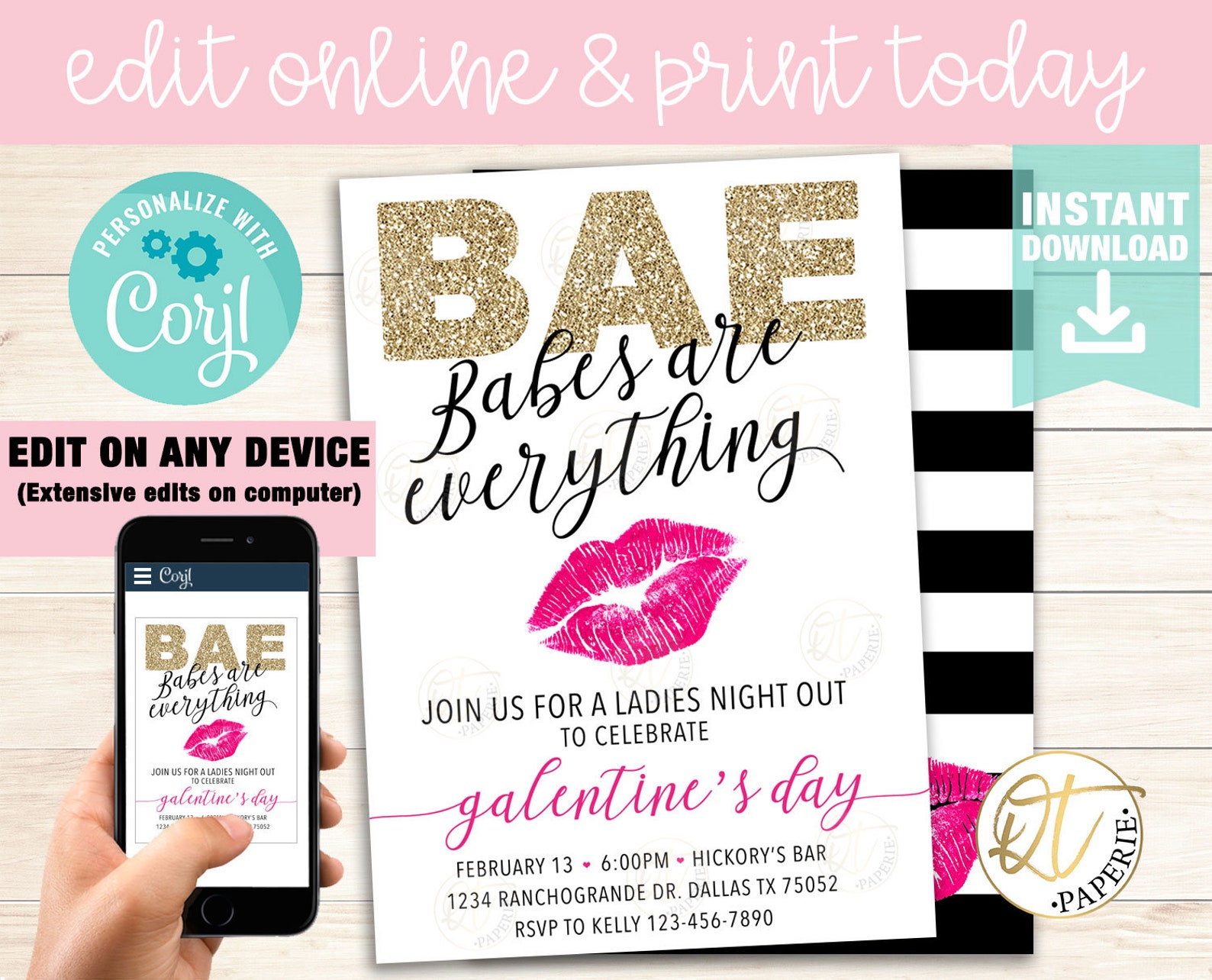 Galentines Day Invitation Template Galentines Invitation Etsy