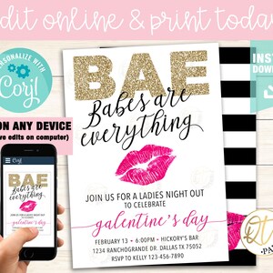Galentines Day Invitation Template, Galentines Invitation, Galentines Day Party Invitation, Galentines Day Invite, Instant Download