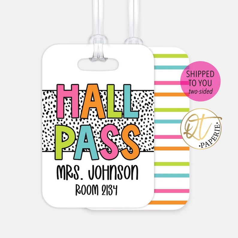 Personalized Classroom Hall Pass for Teachers, Dalmatian Dot ...