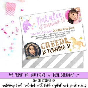 Unicorn Cowboy Invitation, Sibling Birthday Invitation, Unicorn Horse Invitation, Sibling Invitation, Dual Birthday, Double Birthday