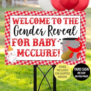 Crawfish Boil Gender Reveal Sign, Crawfish Gender Reveal Yard Sign