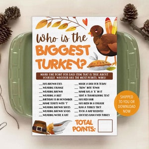 Who is Like the Turkey Game, Funny Family Thanksgiving Game, Printable Thanksgiving Icebreaker Game, Thanksgiving Dinner Friendsgiving Game