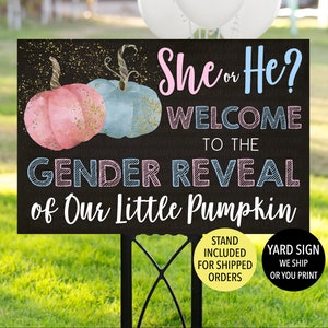 Pumpkin Gender Reveal Sign, Pumpkin Reveal Welcome Sign, Fall Gender Reveal, Pumpkin Welcome Gender Reveal Yard Sign, She or He Pumpkin