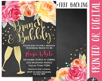 Brunch and Bubbly Bridal Shower Invitation, Brunch and Bubbly Invitation, Bridal Brunch Invitation, Bridal Shower Brunch