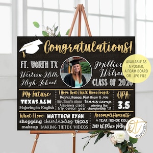 Personalized Graduation Sign, Class of 2025 Sign, High School Graduation Facts Sign, Graduation Party Sign, Graduation Chalkboard Sign