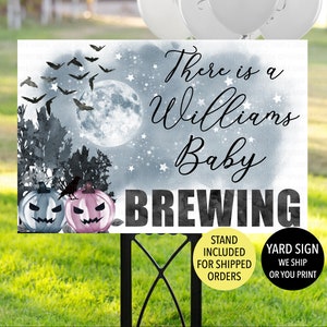 A Baby Brewing Gender Reveal Sign, Halloween Gender Reveal Sign, Pink Blue Pumpkin Gender Reveal Decor, Spooky Gender Reveal Decoration