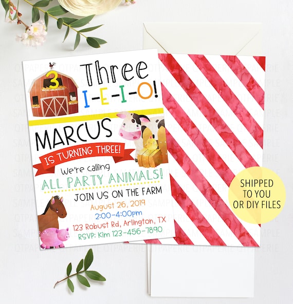 Farm Invitation, Farm Birthday Invitation, Farm 3rd Birthday, Farm Birthday Party, Farm Party, Farm Animal
