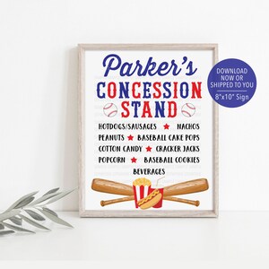 Baseball Birthday Concession Stand Sign, Baseball Party Decor, Baseball ...