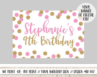 Pink Gold Birthday Backdrop, Pink Gold Backdrop, Birthday Backdrop Sign, Girl Birthday Backdrop, Pink Gold Birthday Sign, Welcome Poster