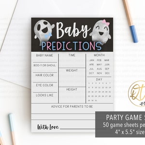 Halloween Gender Reveal Game,  Halloween Baby Predictions Game, Ghost Gender Reveal Game Sheets, Printed Game, Boo-y or Ghoul Game