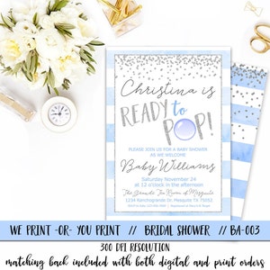 Ready to Pop Boy Baby Shower Invitation, Boy Baby Shower Invitation, Boy Ready To Pop Invitation, Ready to Pop Babyshower Invite