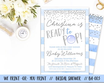 Ready to Pop Boy Baby Shower Invitation, Boy Baby Shower Invitation, Boy Ready To Pop Invitation, Ready to Pop Babyshower Invite
