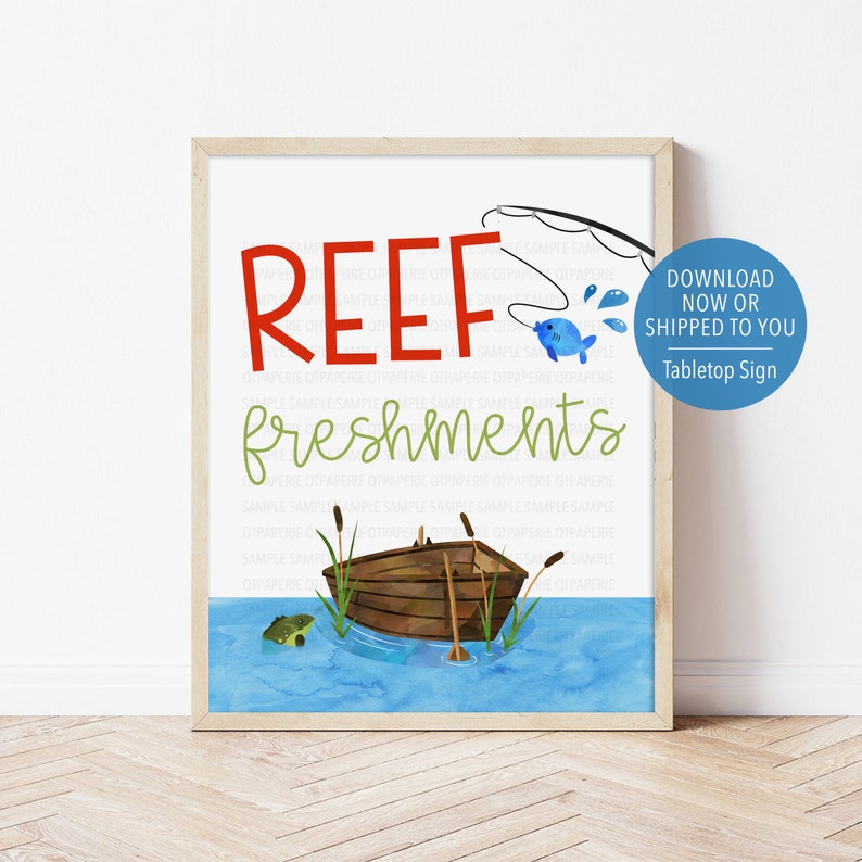 Reef Freshments Sign, Fishing Birthday Refreshment Sign, Fish Birthday ...