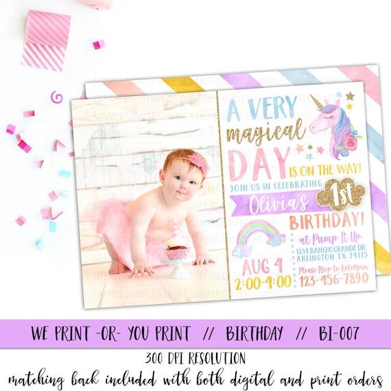 Unicorn Birthday Invitation, Rainbow Invitation, Unicorn Invitation, Magical Birthday Invitation, Rainbow Birthday Invitation, Unicorn Party