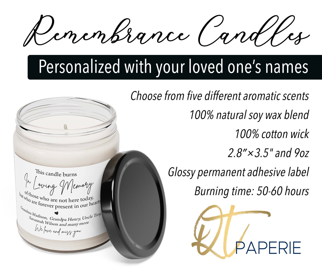 Wedding Day in Loving Memory Candle, Personalized in Memory
