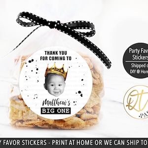 Big One Thank You Sticker, Big One Party Favor Thank You, Big One Birthday Decoration, Printed Notorious One Sticker, 1st Birthday Sticker