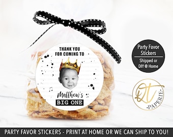 Big One Thank You Sticker, Big One Party Favor Thank You, Big One Birthday Decoration, Printed Notorious One Sticker, 1st Birthday Sticker