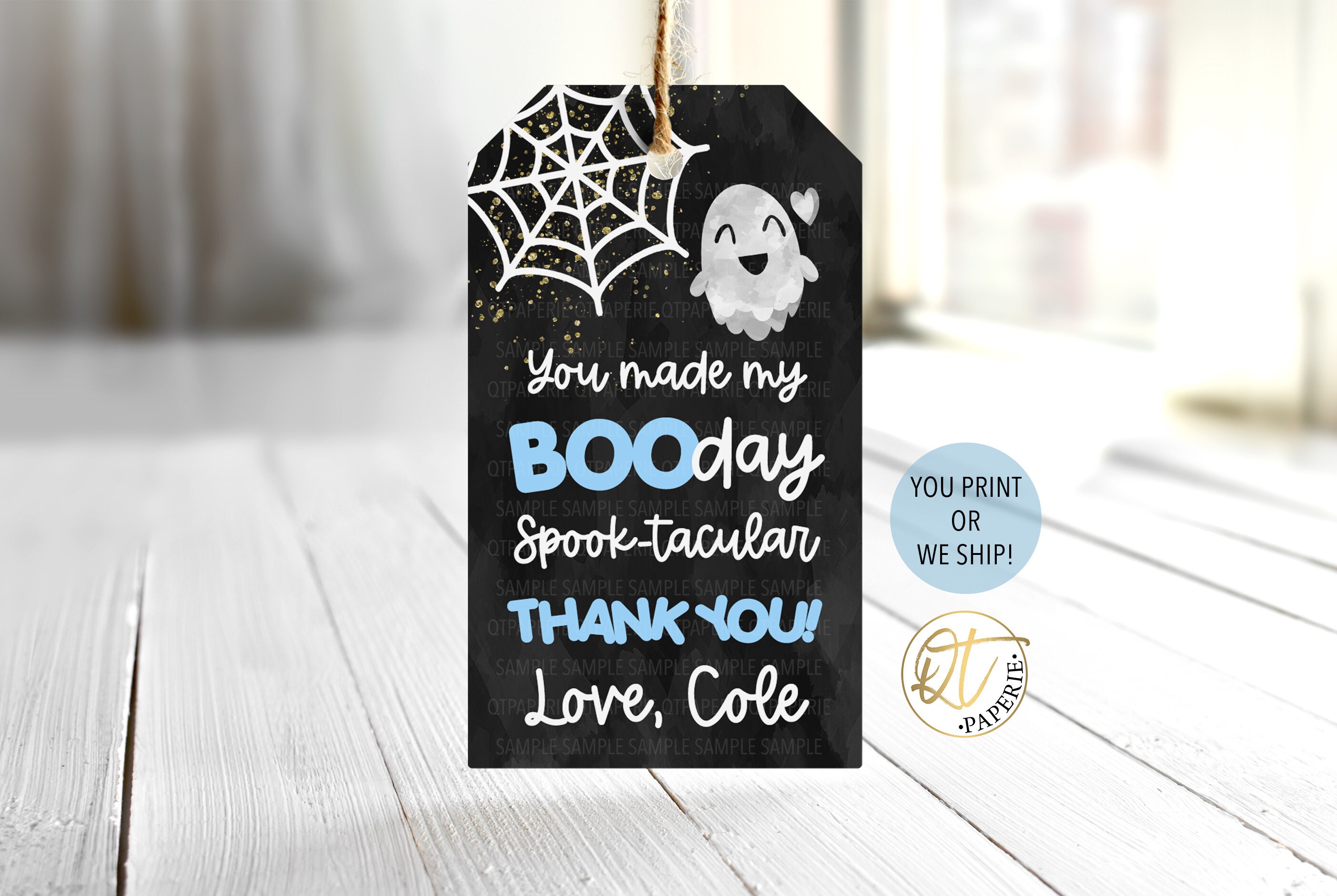 Halloween Birthday Thank You Tag, Halloween Thank You Tag, Cute Ghost ...