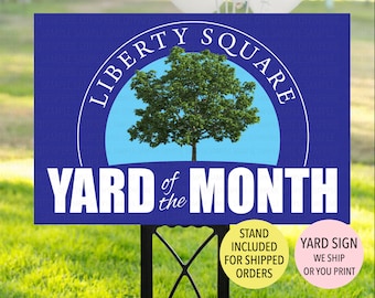 Yard of the Month Sign, Neighborhood Yard Sign, Printed Yard Sign, Community Yard Sign, Lawn of The Month Plastic Sign