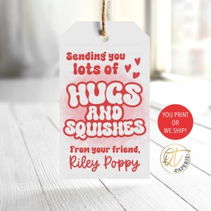 Étiquette de câlins et de squishy pour la Saint-Valentin, squishy tag pour la Saint-Valentin dans la salle de classe, étiquette de jouet pour la Saint-Valentin d'âge préscolaire, cadeaux de classe pour la Saint-Valentin pour enfant